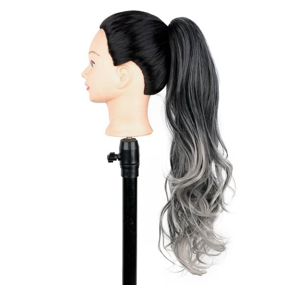 20-inch Synthetic Grey Ponytail Extensions Curly Wavy Clip-In for Women main image 7